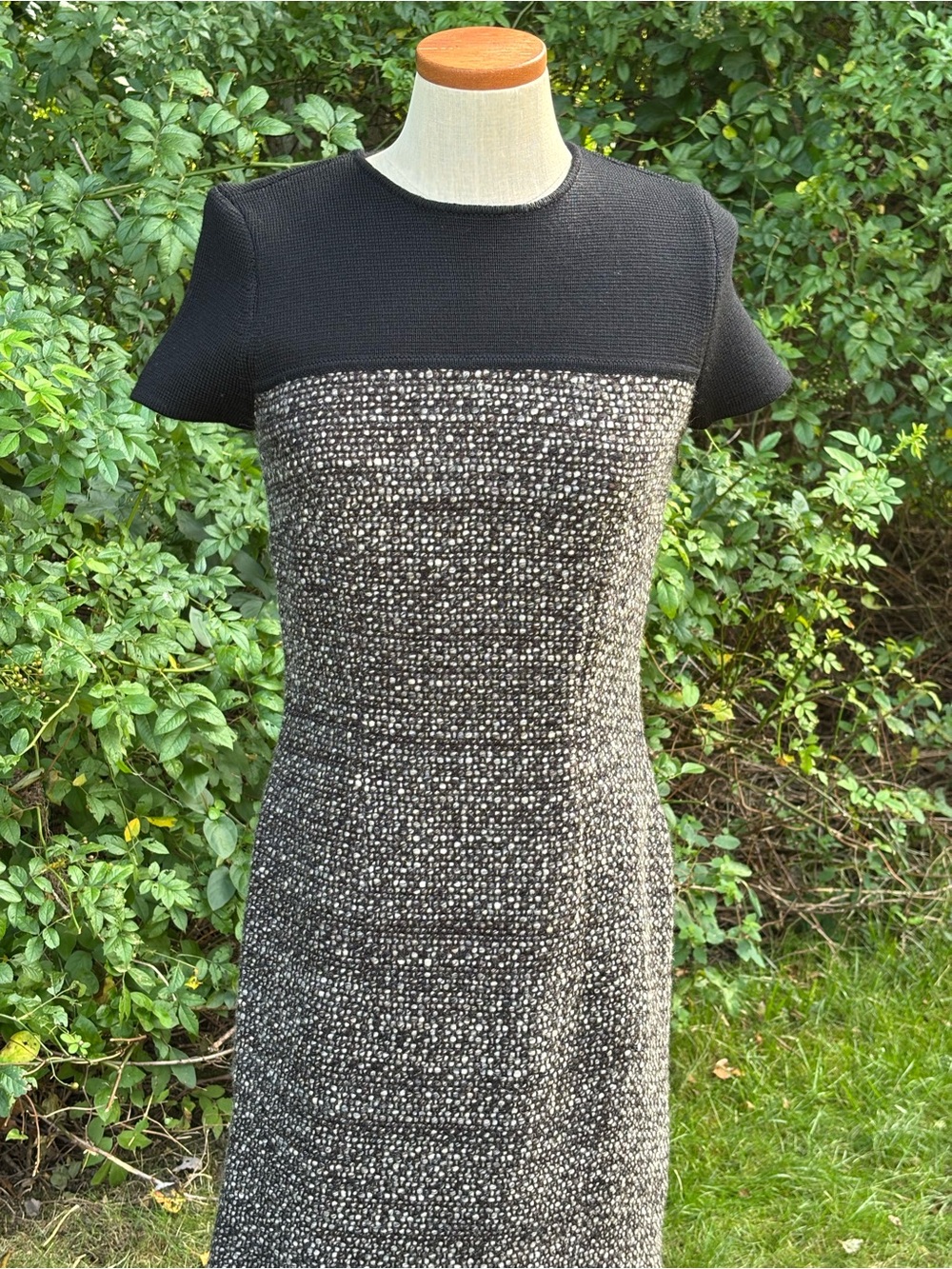 Brooks Brothers Black and Gray Tweed Sheath Dress